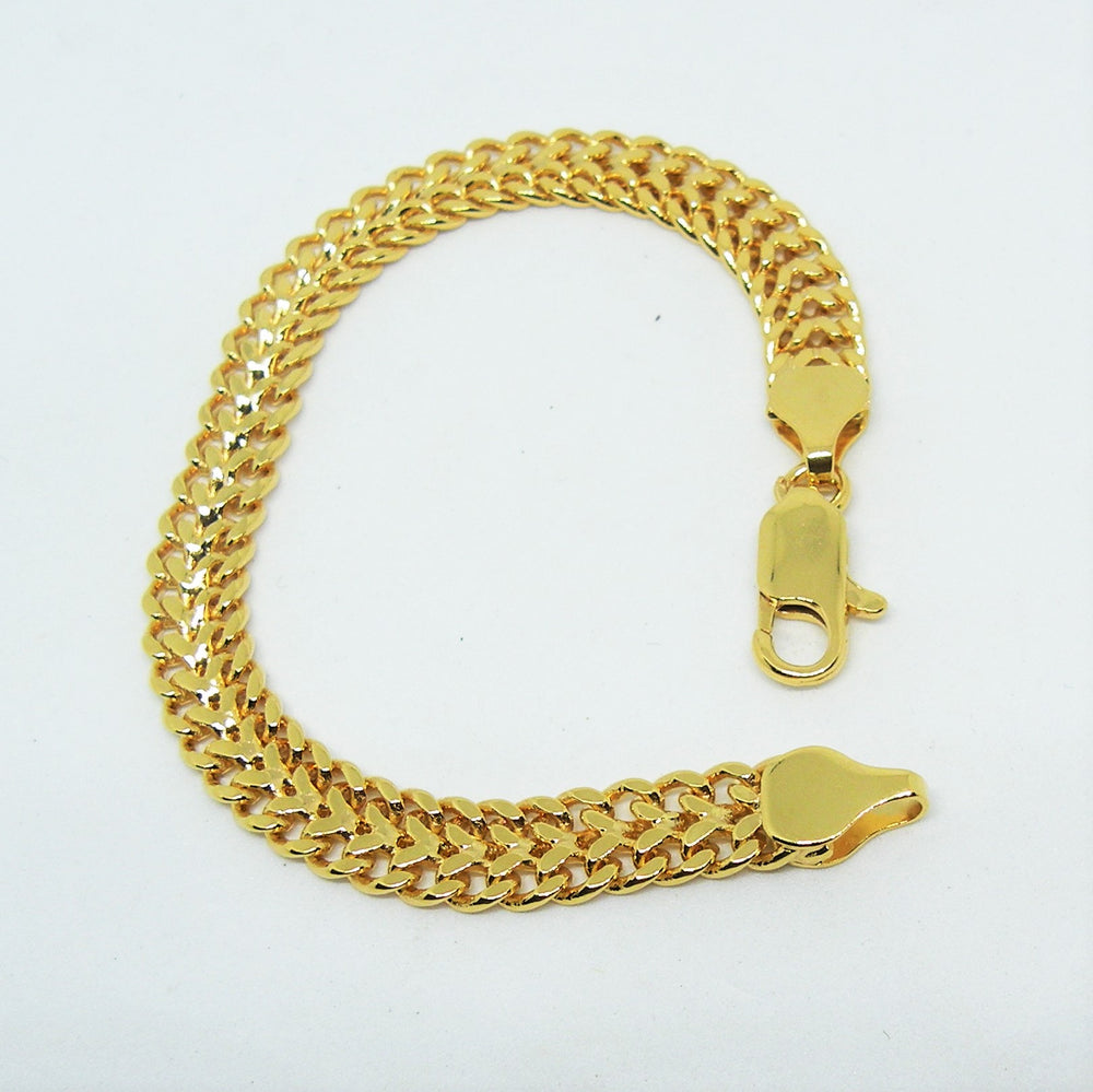 Find Armbånd, dobbelt panser facet kæde, forgyldt messing, 15-18 cm/7 mm hos Beadhouse of Copenhagen i dag, med en altid hurtig levering!