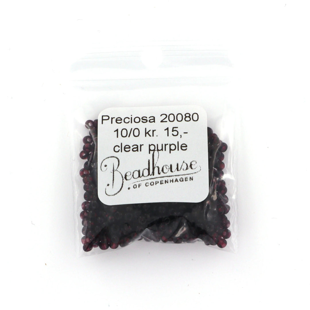 Lilla  glasperler, preciosa, natural transparent dark amethyst, storkøb Preciosa