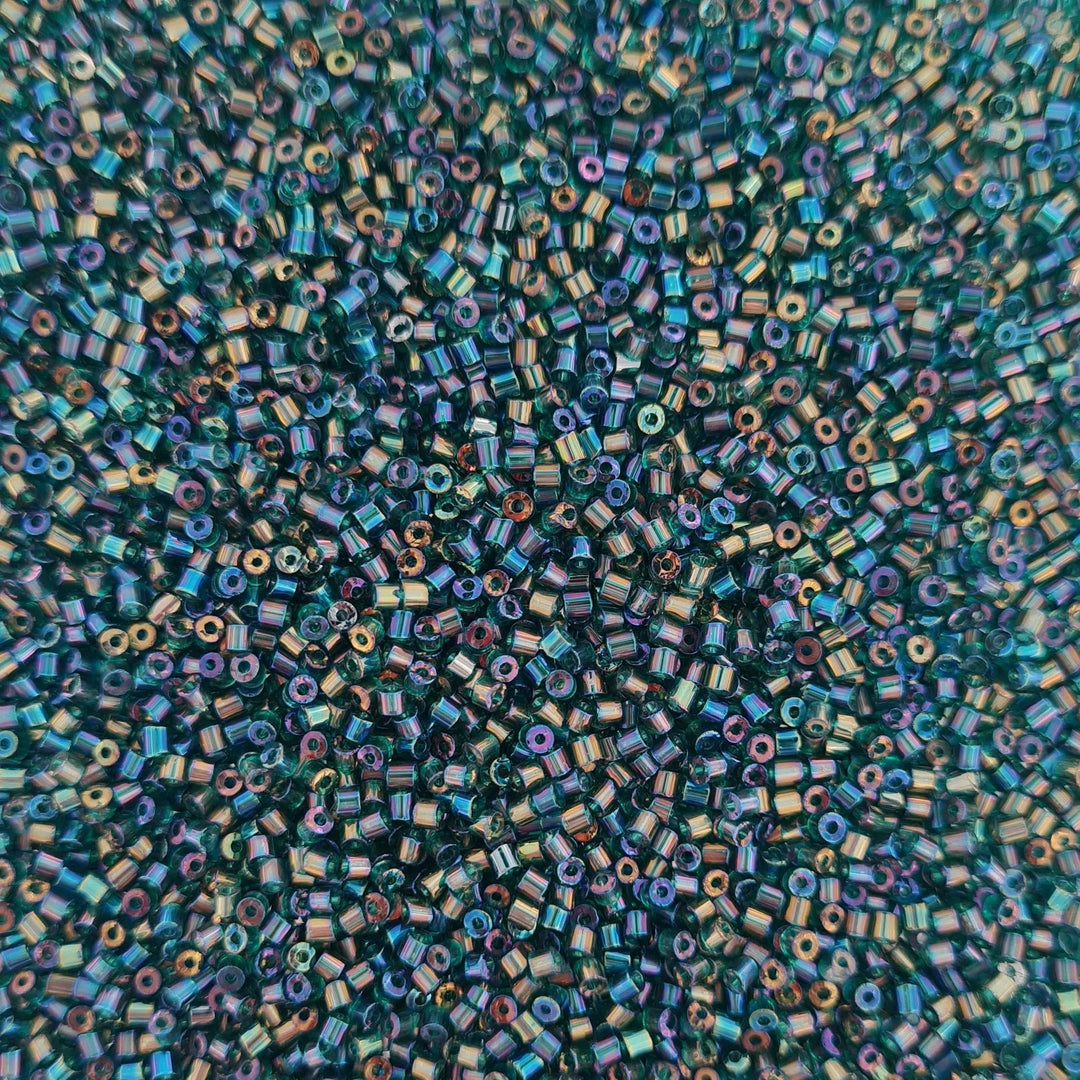 Blå glasperler, rørperler, magic forest, 2 mm Preciosa BOC