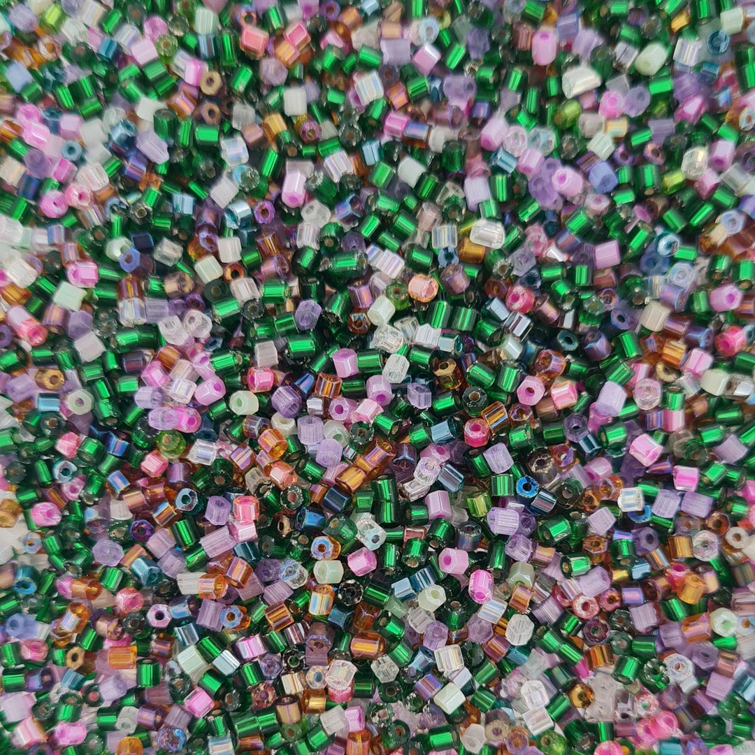 Blandede glasperler, rørperler, sea glass mix Preciosa BOC