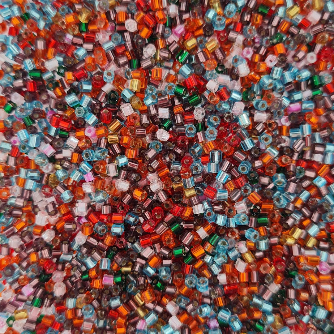 Blandede glasperler, rørperler, sensommer mix Preciosa BOC