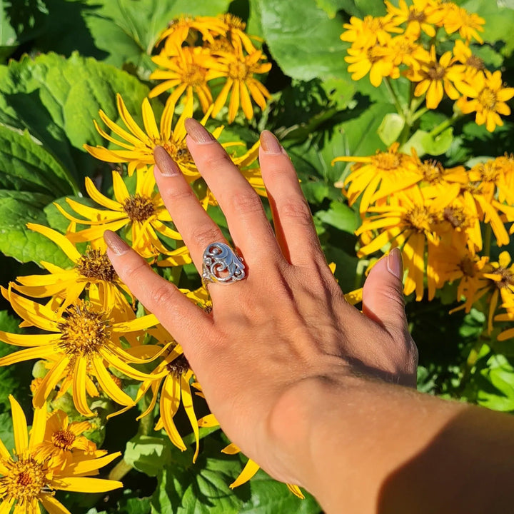 Fingerring, skønvirke lilje, sterlingsølv Beadhouse of Copenhagen