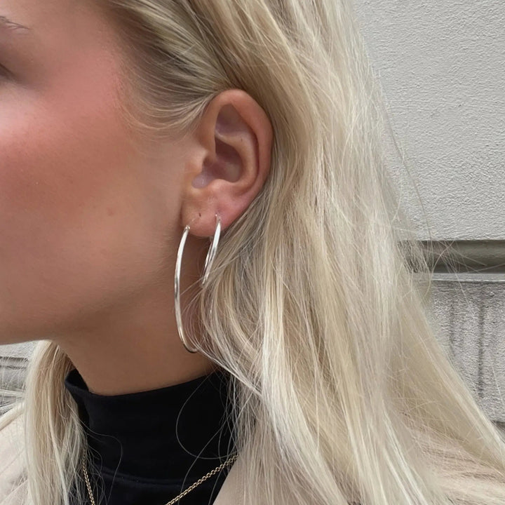 Øreringe, hoops, 30mm, sterlingsølv og forgyldt sterlingsølv BLT