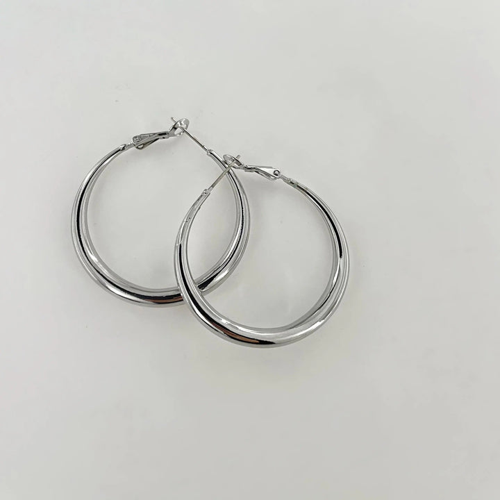 Øreringe, graduerede hoops, forsølvet og forgyldt messing, 39 x 6 mm Greece