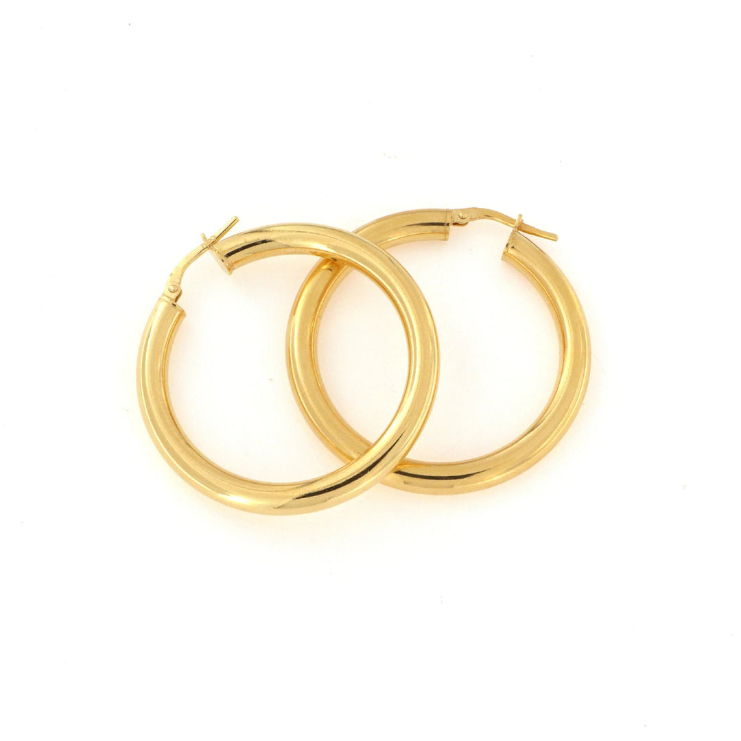 Øreringe, hoops, forgyldt sterlingsølv, 38 x 4 mm Italy