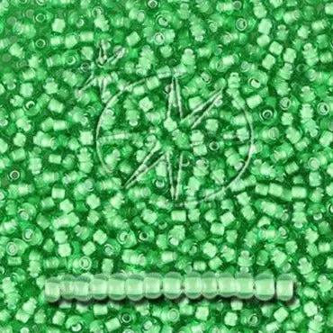 Grønne glasperler, preciosa, whitelined transparent spring green, storkøb Preciosa