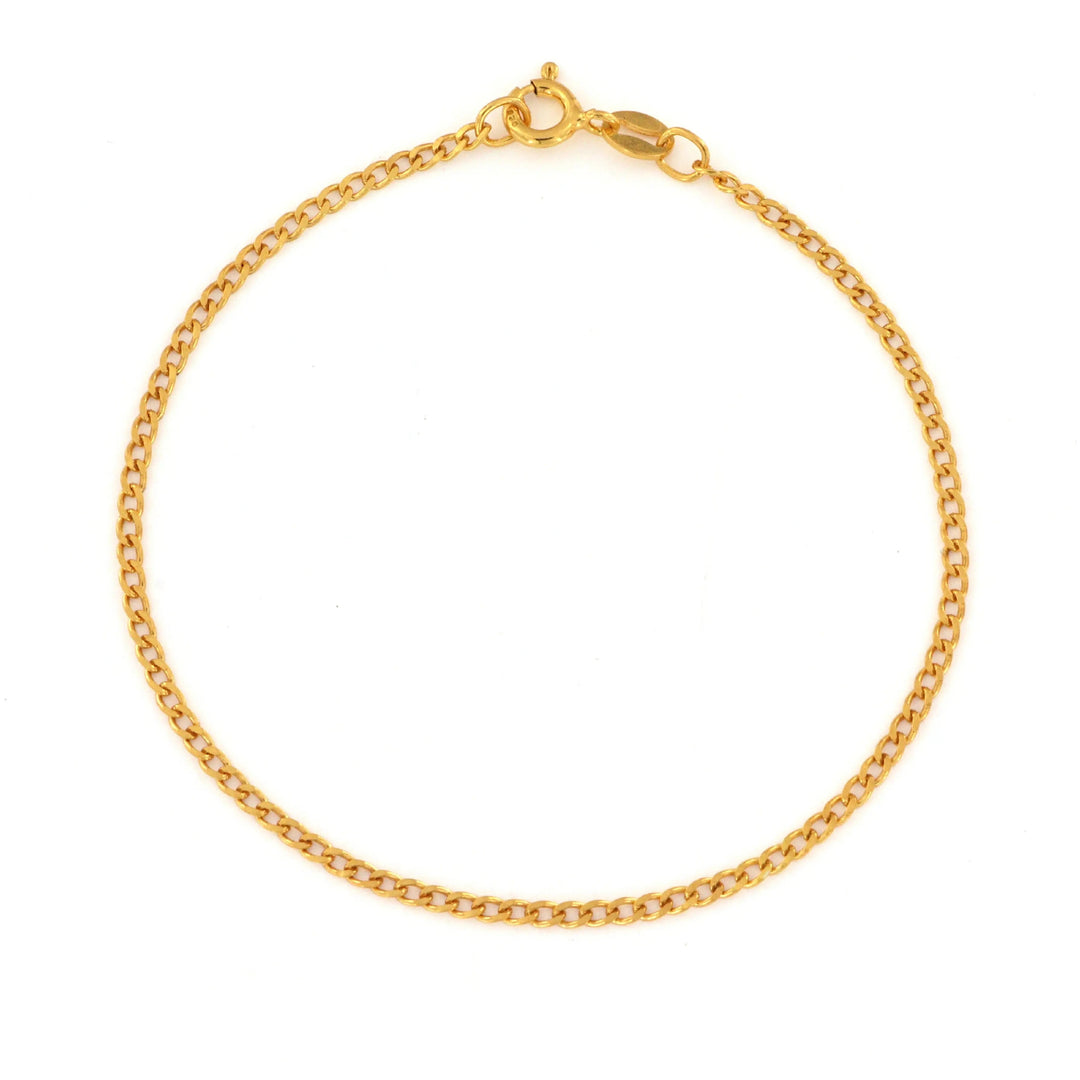 Armbånd, panser facet kæde, forgyldt sterlingsølv, 16-18 cm/2 mm Silveks