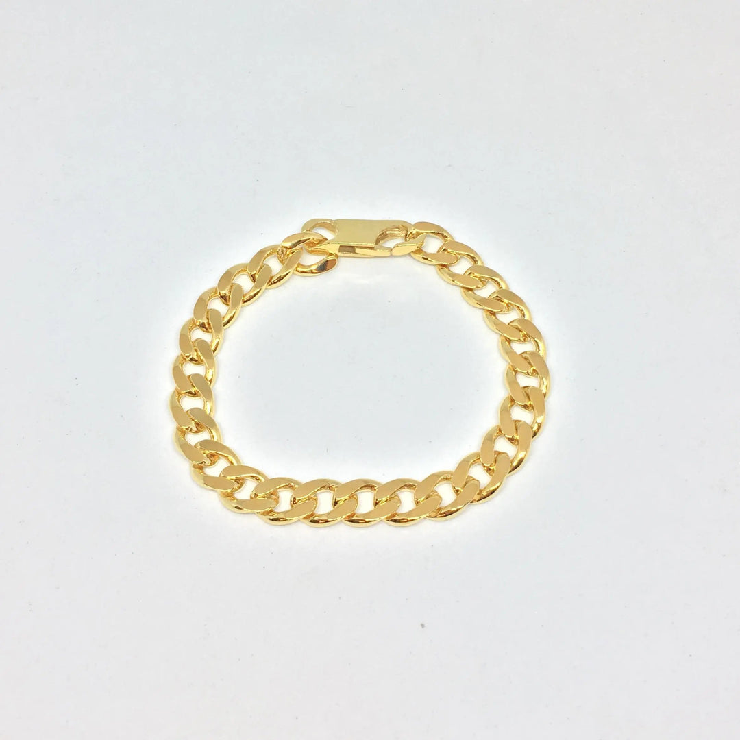 Armbånd, ekstra chunky panser facet, forgyldt sterlingsølv, 16-22 cm/7,4 mm Spain