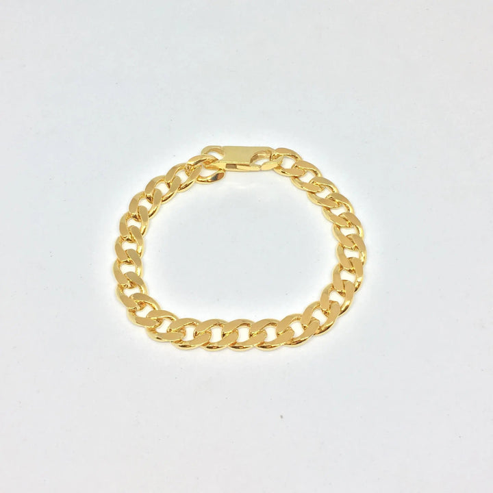 Armbånd, ekstra chunky panser facet, forgyldt sterlingsølv, 16-22 cm/7,4 mm Spain