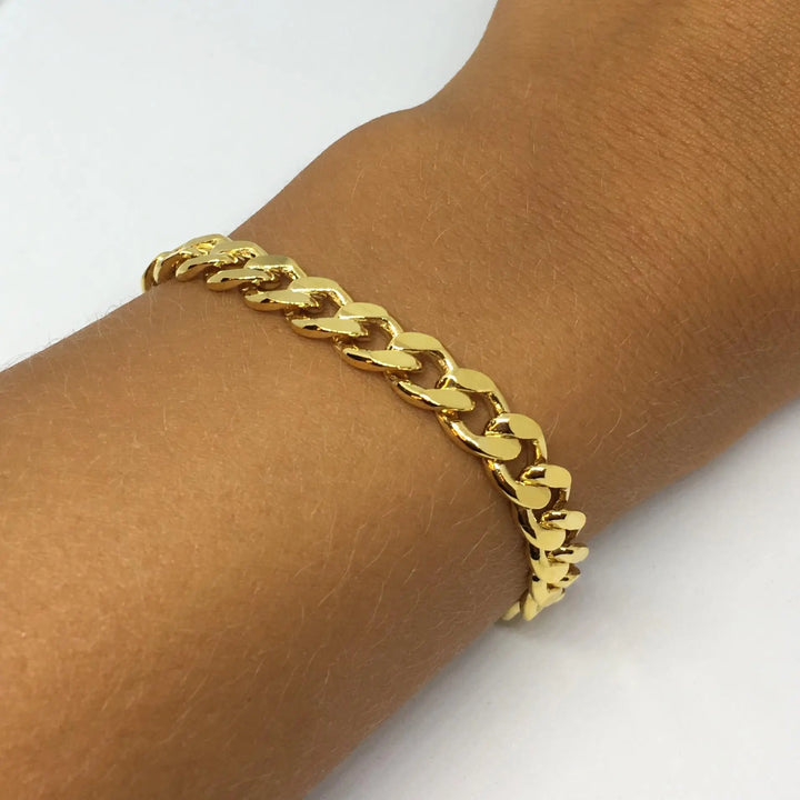 Armbånd, ekstra chunky panser facet, forgyldt sterlingsølv, 16-22 cm/7,4 mm Spain