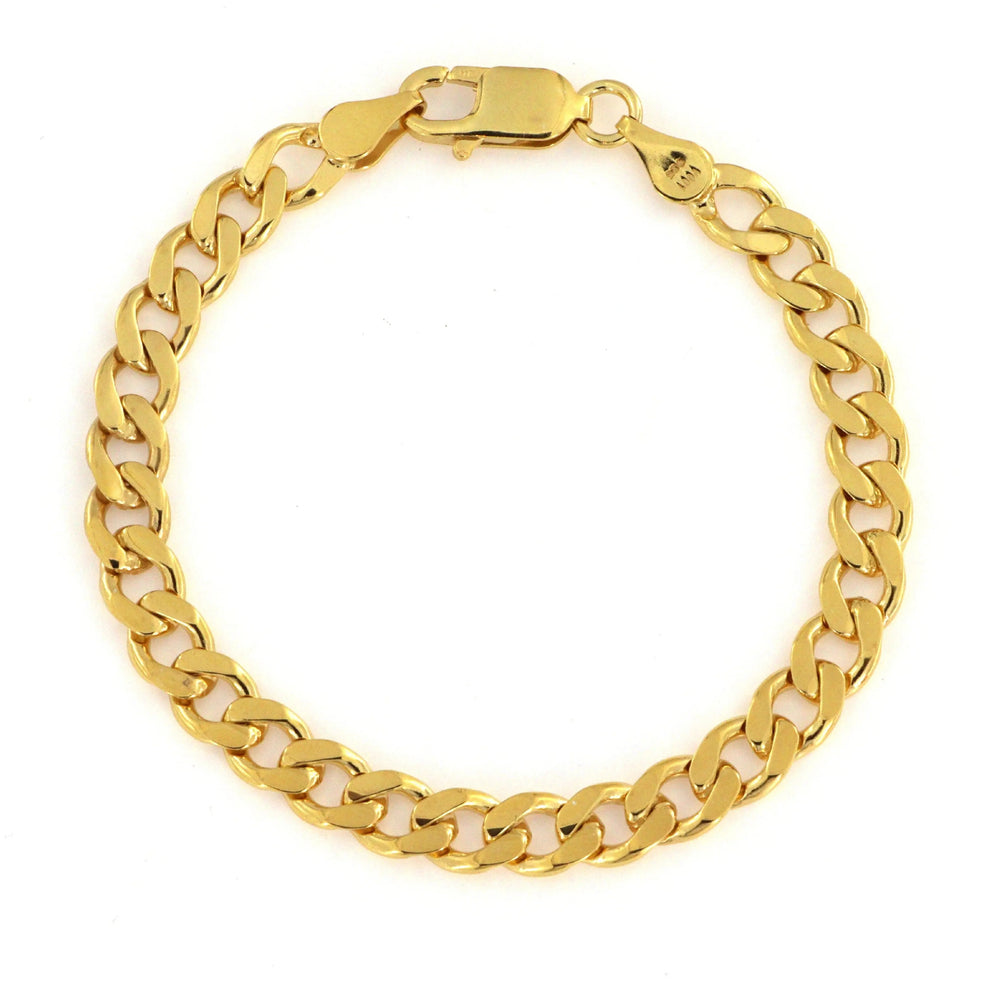 Armbånd, chunky panser facet kæde, forgyldt sterlingsølv, 17-21 cm/6,6 mm Spain