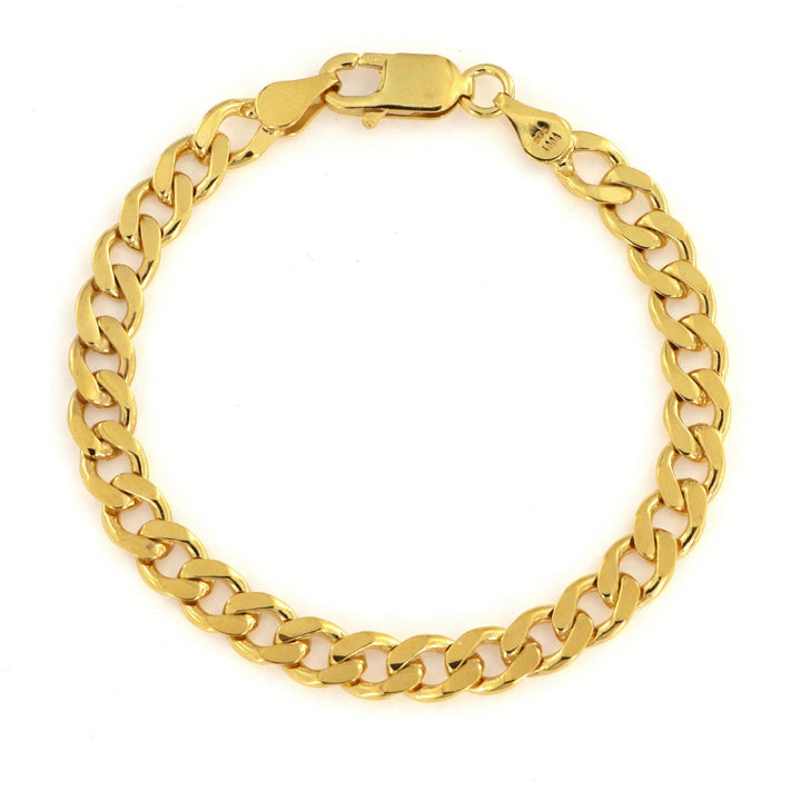Armbånd, chunky panser facet kæde, forgyldt sterlingsølv, 17-21 cm/6,6 mm Spain