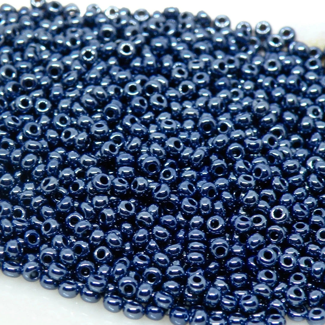 Blå glasperler, preciosa, opaque dark blue sfinx Preciosa