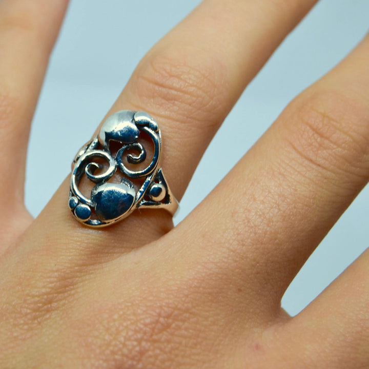 Fingerring, skønvirke snirkler, sterlingsølv og forgyldt sterlingsølv Beadhouse of Copenhagen