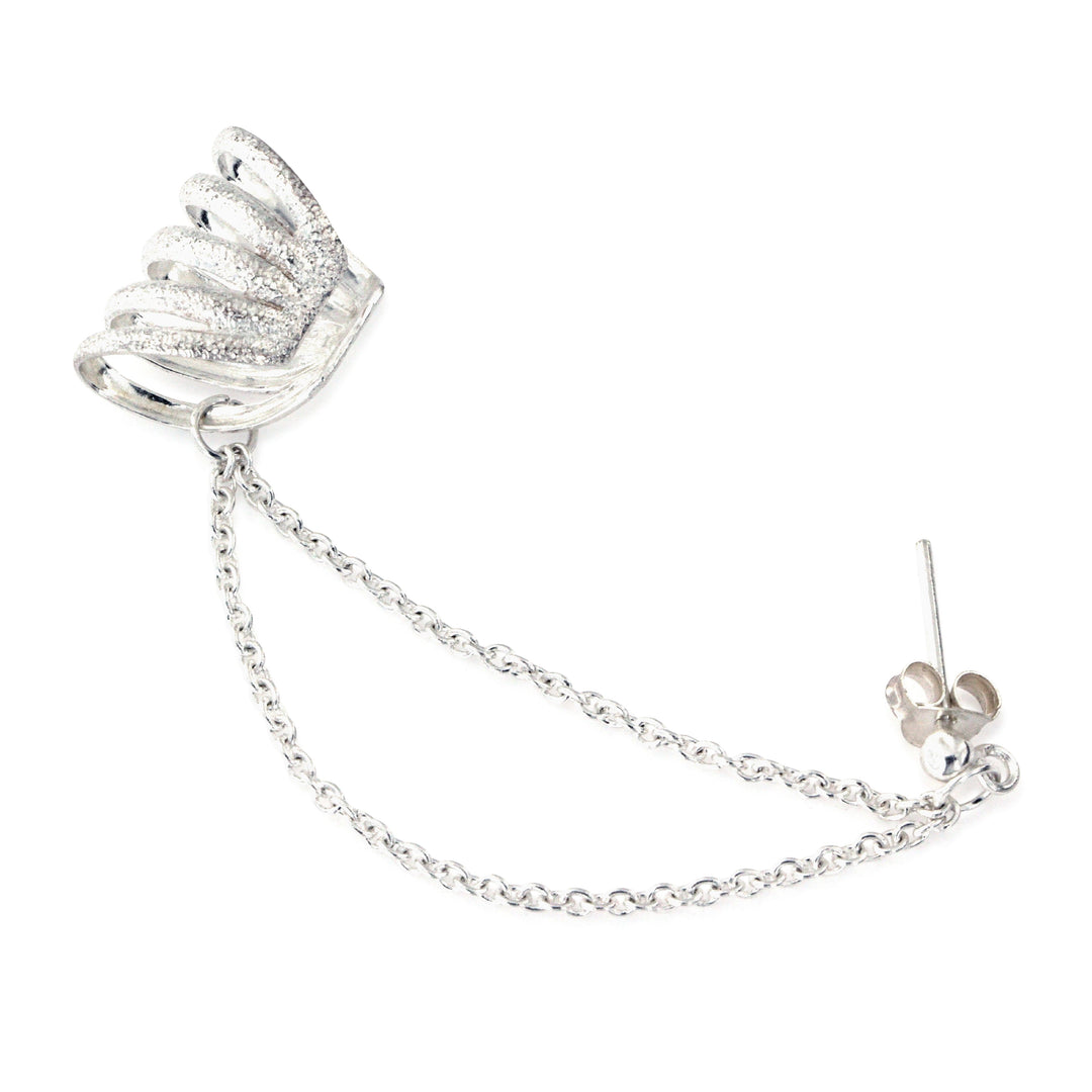Find Earcuff, bred frostet med kæde, forsølvet messing hos Beadhouse of Copenhagen i dag, med en altid hurtig levering!