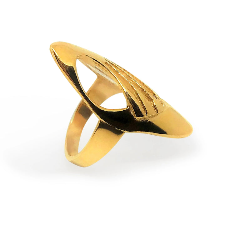 Fingerring, modernistisk med lameller, forgyldt og sterlingsølv Beadhouse of Copenhagen