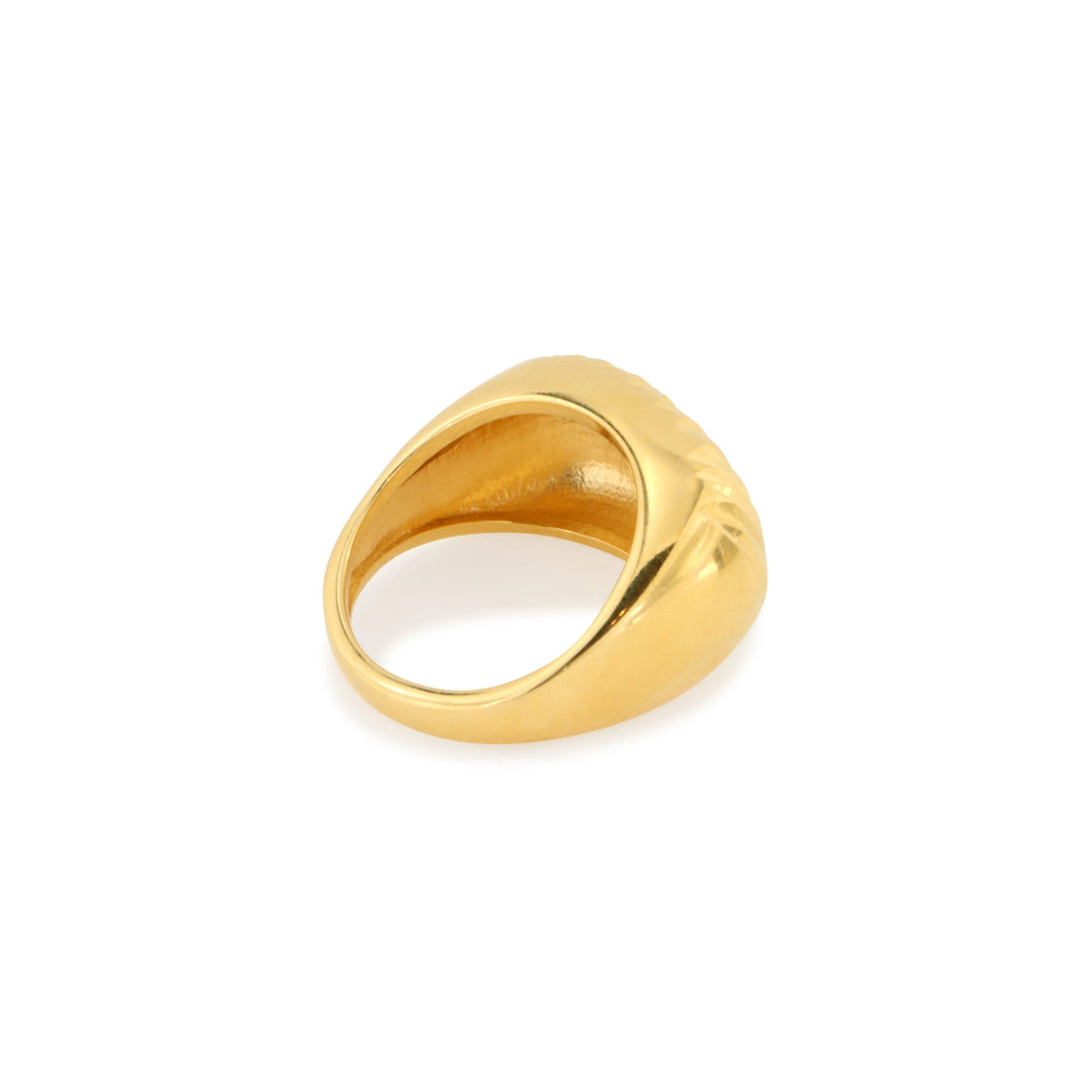 Fingerring, chunky rillet ring, sterlingsølv og forgyldt sterlingsølv OK Silver