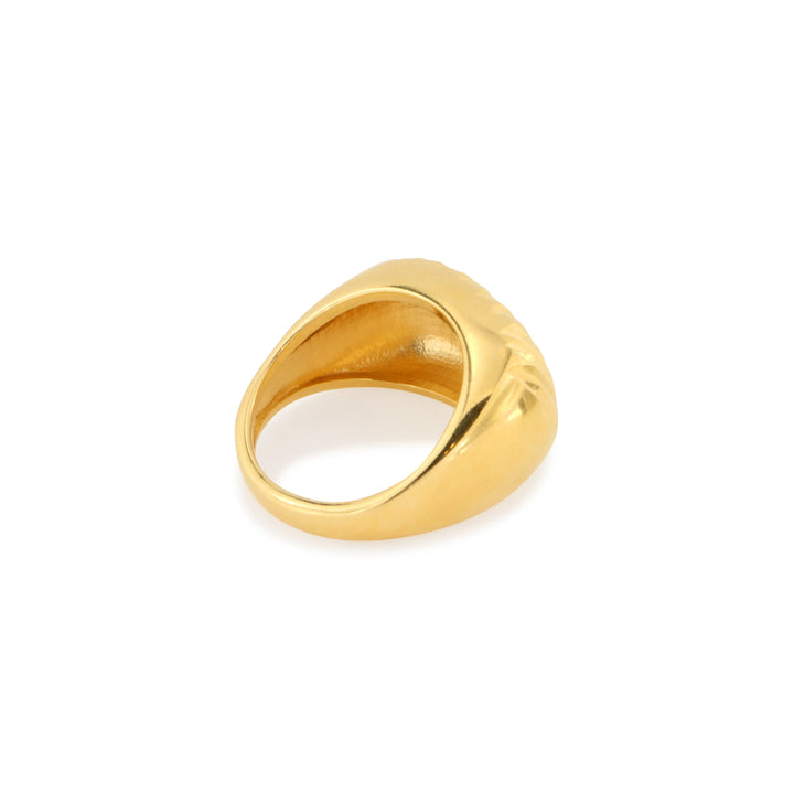 Fingerring, chunky rillet ring, sterlingsølv og forgyldt sterlingsølv OK Silver