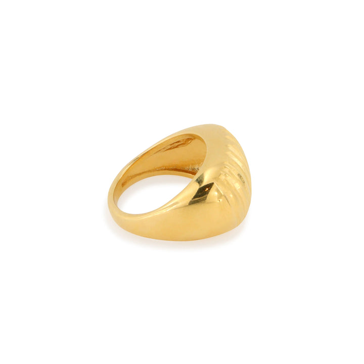 Fingerring, chunky rillet ring, sterlingsølv og forgyldt sterlingsølv OK Silver