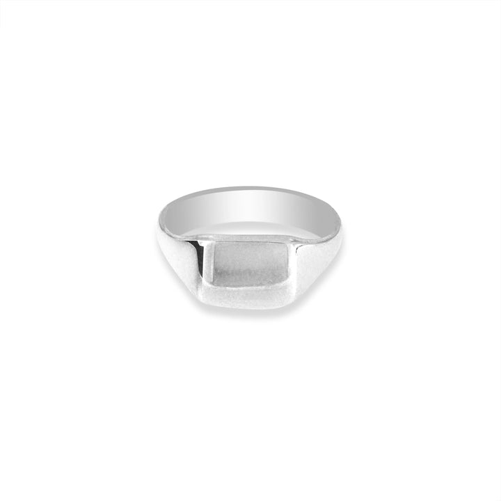 Fingerring, rektangulær signet ring, forgyldt sterlingsølv og sterlingsølv Italy