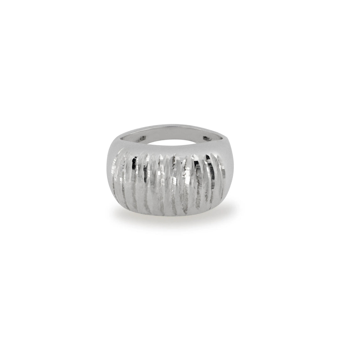 Fingerring, chunky rillet ring, sterlingsølv og forgyldt sterlingsølv OK Silver