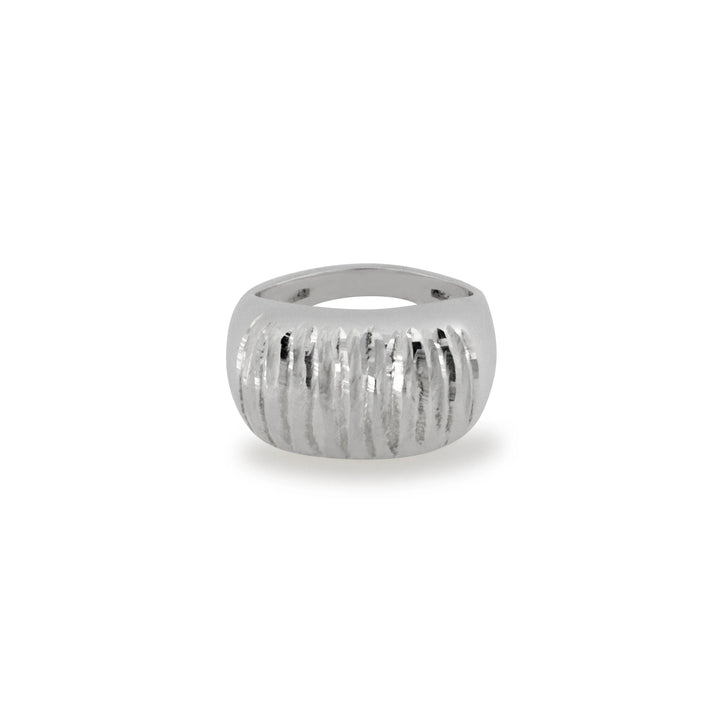 Fingerring, chunky rillet ring, sterlingsølv og forgyldt sterlingsølv OK Silver