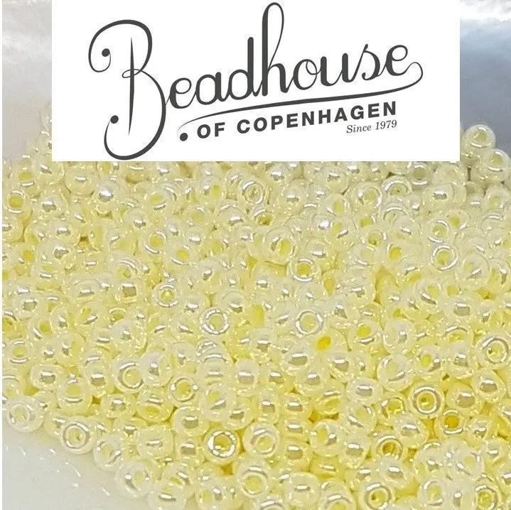 Gule glasperler, miyuki rocailles seed beads, ceylon butter cream Krea