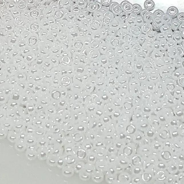 Hvide glasperler, miyuki rocailles seed beads, ceylon white pearl Krea