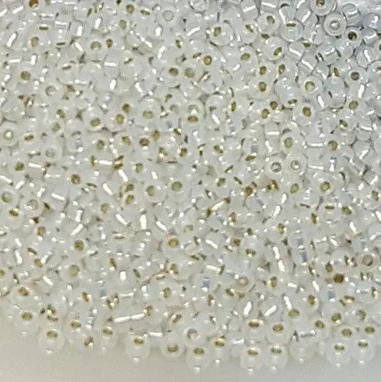 Hvide glasperler, miyuki rocailles seed beads, gilt lined white opal Krea