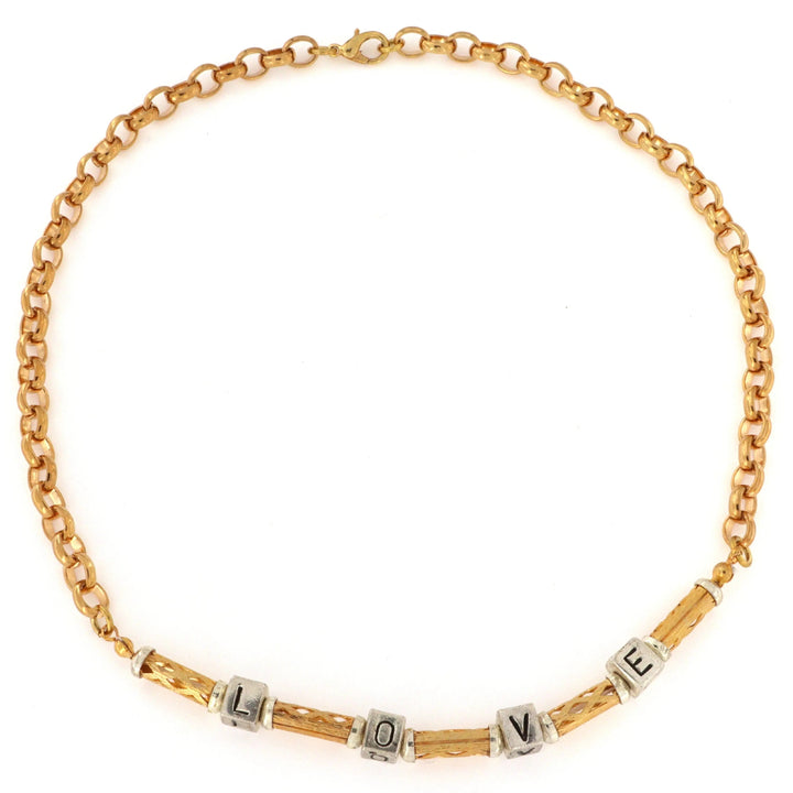 Halskæde, l o v e, forgyldt messing, 45 cm/6,5 mm Beadhouse of Copenhagen