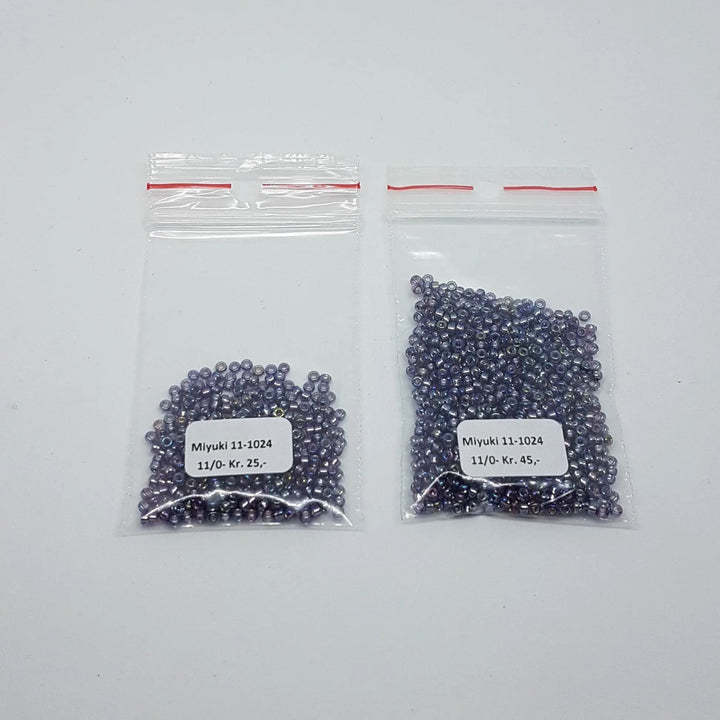 Lilla glasperler, miyuki rocailles seed beads, silverlined amethyst ab Krea