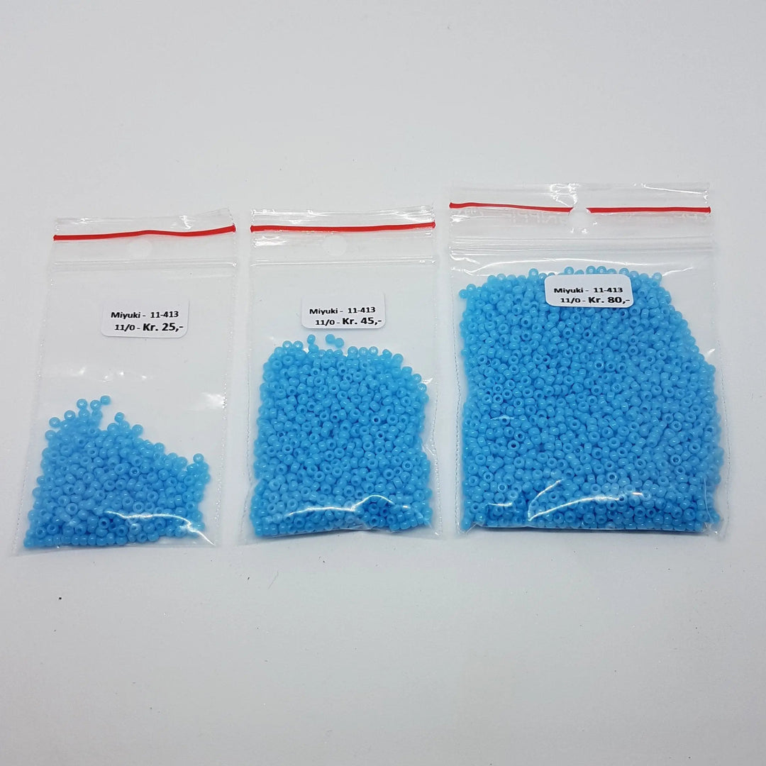 Blå glasperler, miyuki rocailles seed beads, opaque turquoise blue Krea