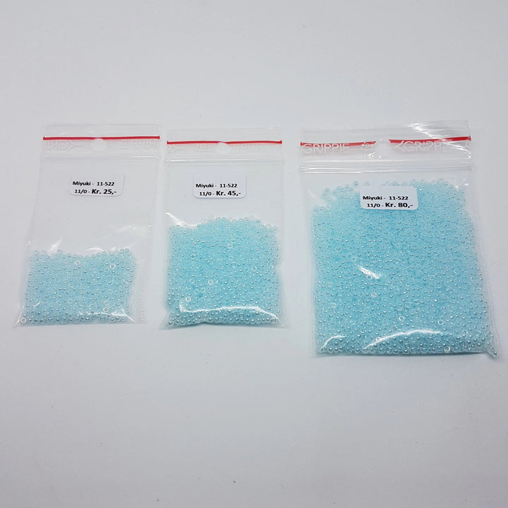 Blå glasperler, miyuki rocailles seed beads, ceylon light aqua Krea