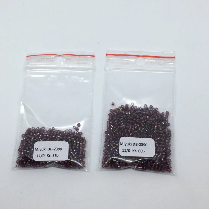 Lilla glasperler, miyuki delica beads, fancy lined brandy Krea