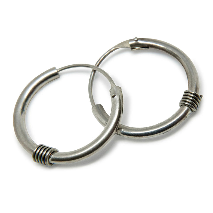 Øreringe, hoops med 1x5 vikling, sterlingsølv, 15-20mm Beadhouse of Copenhagen