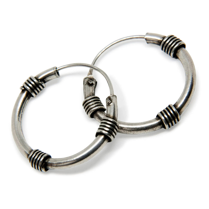 Øreringe, hoops med 3x4 viklinger, sterlingsølv Beadhouse of Copenhagen