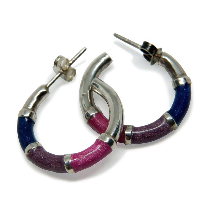 Find Øreringe, ørestikkere hoops blå/lilla/pink, sterlingsølv, 23 x 4,5 mm hos Beadhouse of Copenhagen i dag, med en altid hurtig levering!