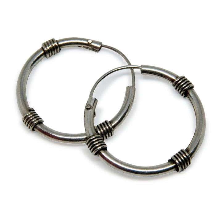 Øreringe, hoops med 3x4 viklinger, sterlingsølv Beadhouse of Copenhagen