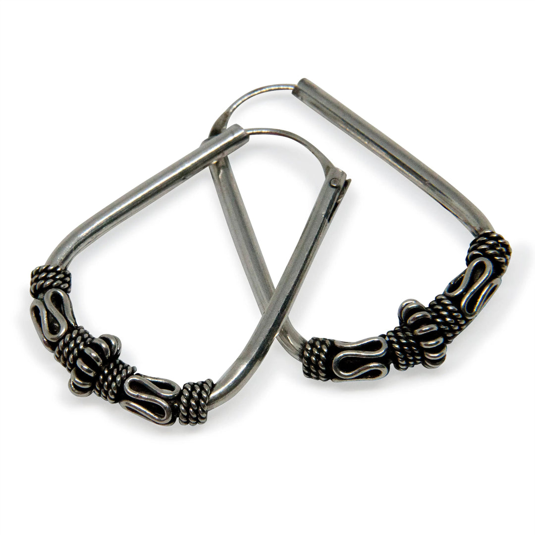 Øreringe, hoops trapez, sterlingsølv Beadhouse of Copenhagen