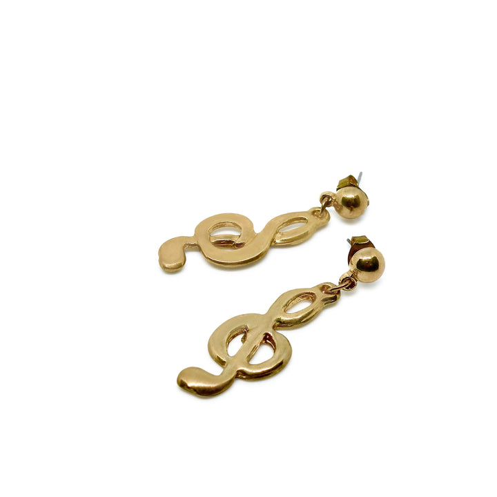 Øreringe, ørestikkere chunky g-nøgle, forgyldt og forsølvet messing Beadhouse of Copenhagen