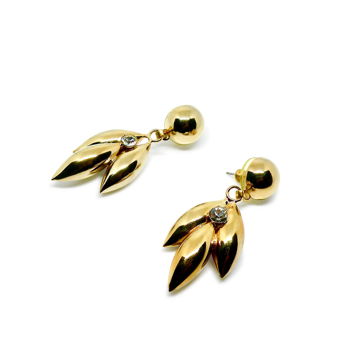 Øreringe, ørestikkere blad, forsølvet og forgyldt messing Beadhouse of Copenhagen