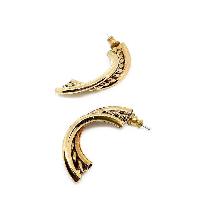 Øreringe, ørestikkere halv hoop, forgyldt og forsølvet messing Beadhouse of Copenhagen