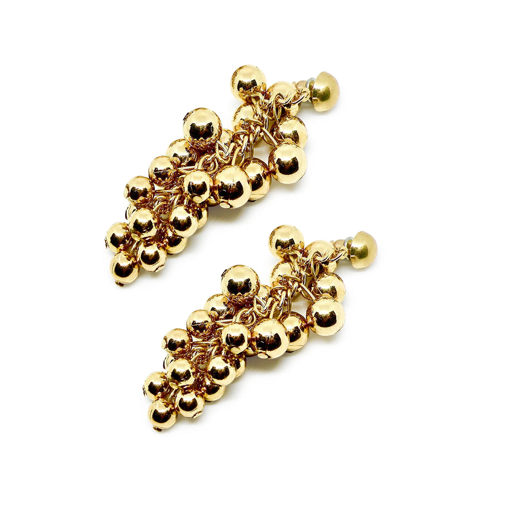 Øreringe, ørestikkere guld og sort perle klase, forgyldt messing Beadhouse of Copenhagen
