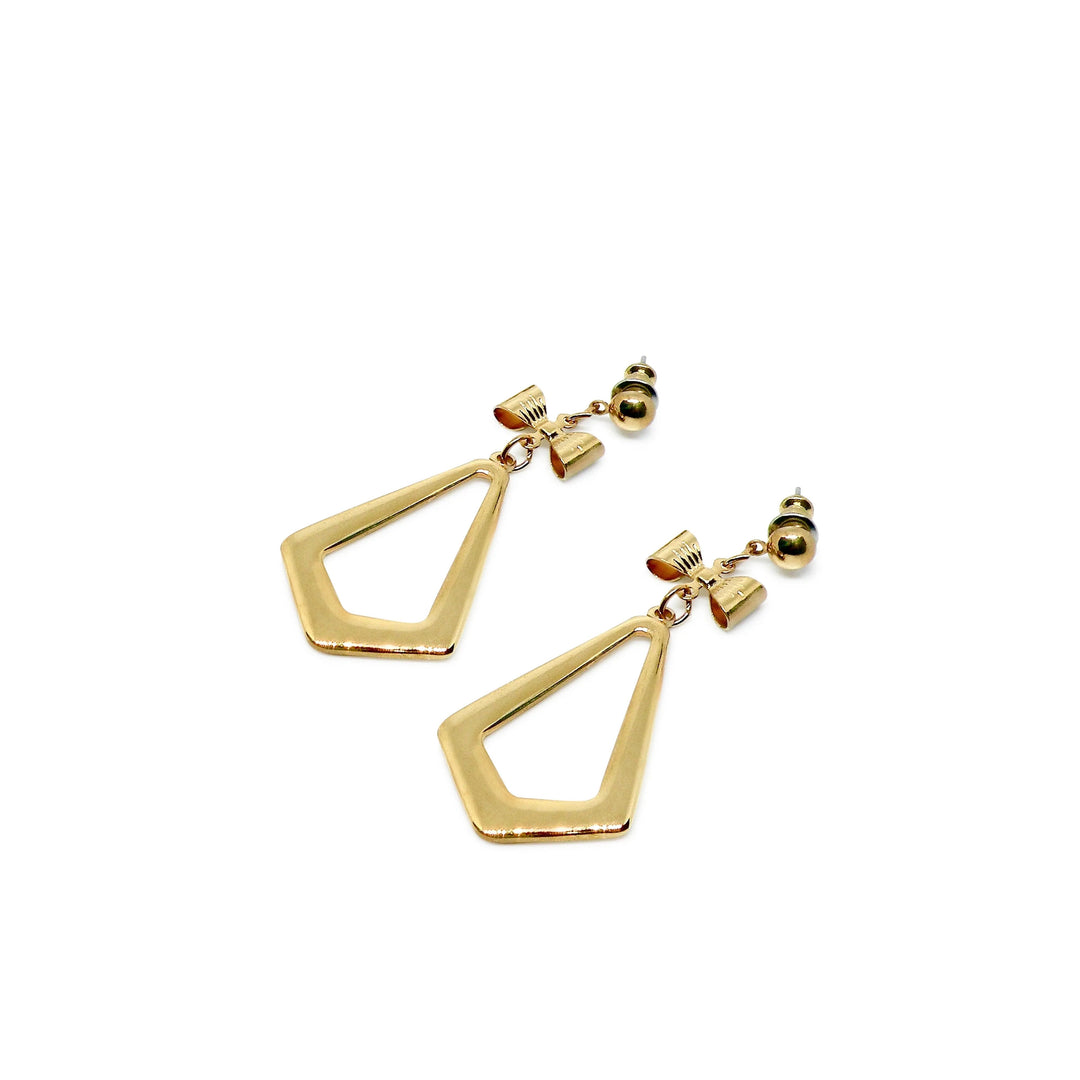 Øreringe ørestikkere trapez med sløjfe i forsølvet og forgyldt messing Beadhouse of Copenhagen