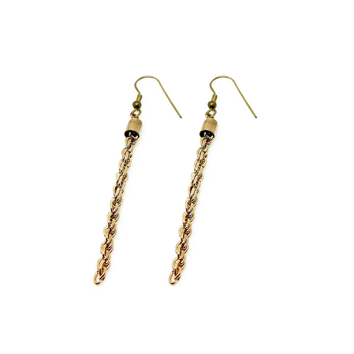 Øreringe med cordel kæde i forgyldt og forsølvet messing, 83 mm Beadhouse of Copenhagen