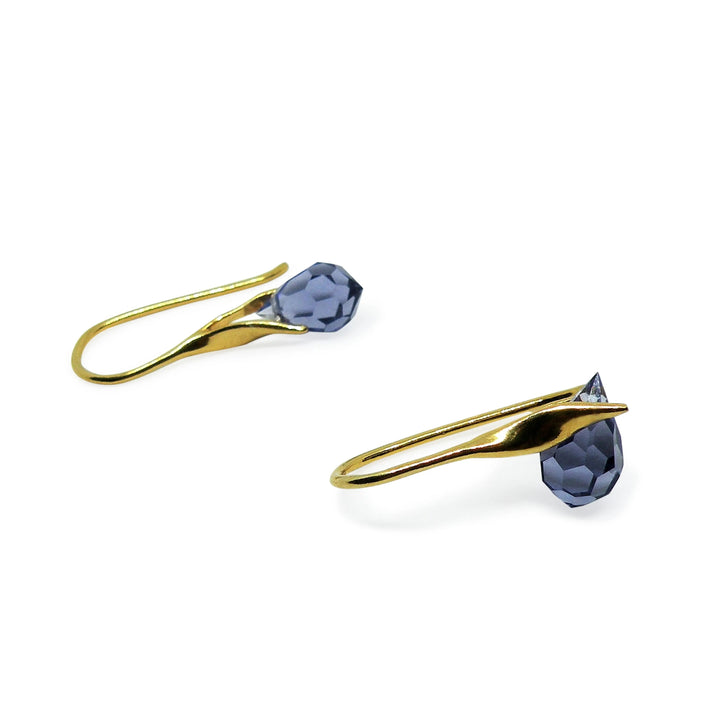 Øreringe, tanzanite crystal drops, sterlingsølv og forgyldt sterlingsølv Beadhouse of Copenhagen