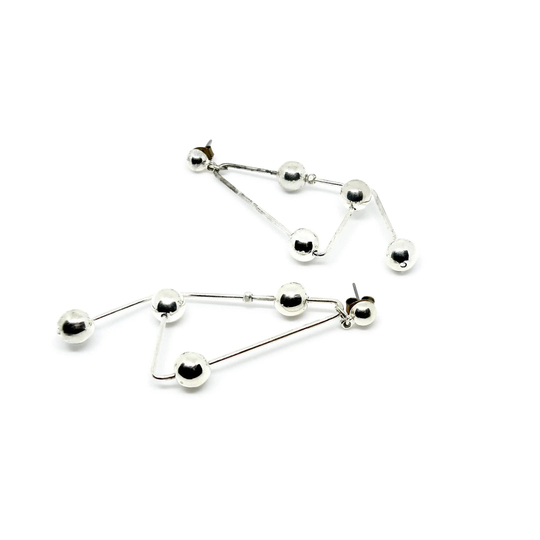 Øreringe, ørestikkere molekyle, forsølvet og forgyldt messing Beadhouse of Copenhagen