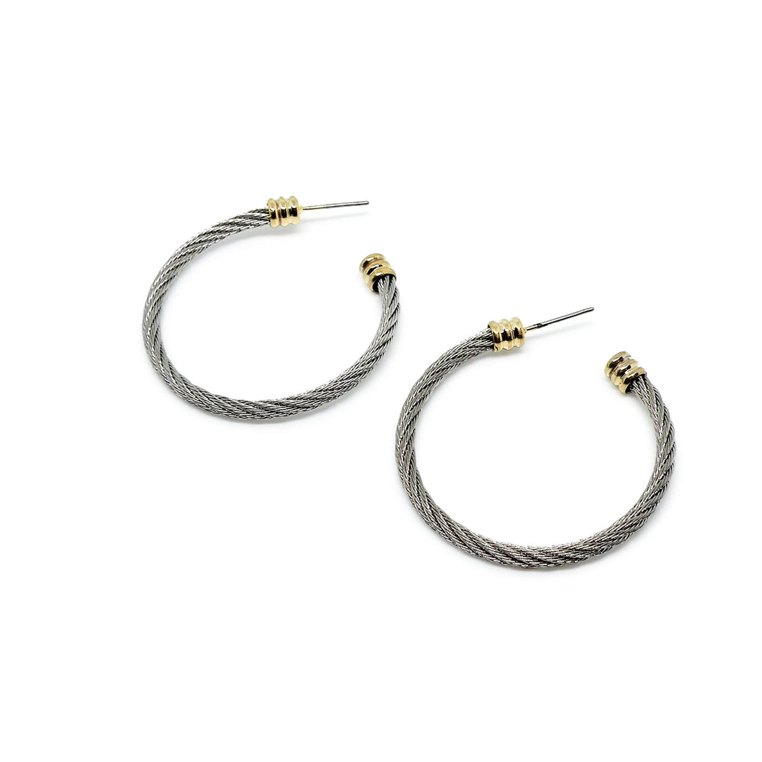 Øreringe, ørestikkere hoop med guld, forsølvet messing Beadhouse of Copenhagen