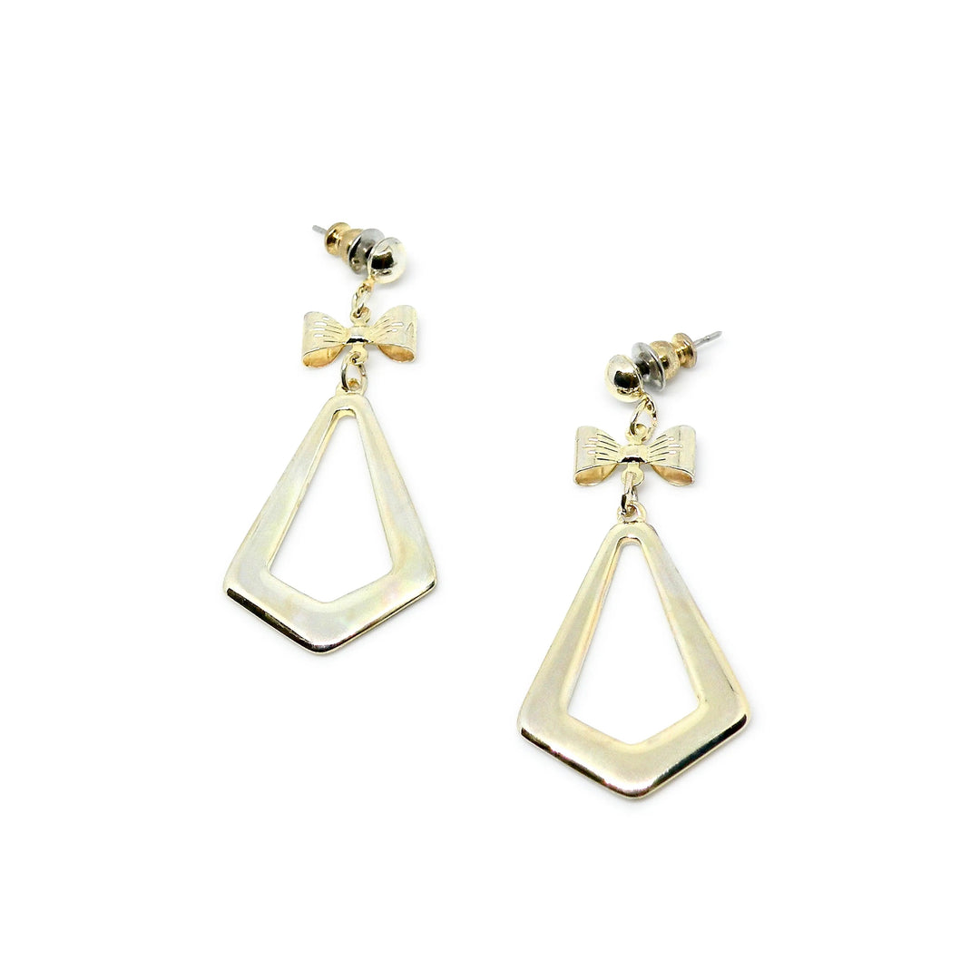 Øreringe ørestikkere trapez med sløjfe i forsølvet og forgyldt messing Beadhouse of Copenhagen