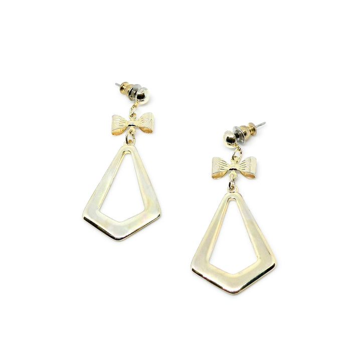 Øreringe ørestikkere trapez med sløjfe i forsølvet og forgyldt messing Beadhouse of Copenhagen